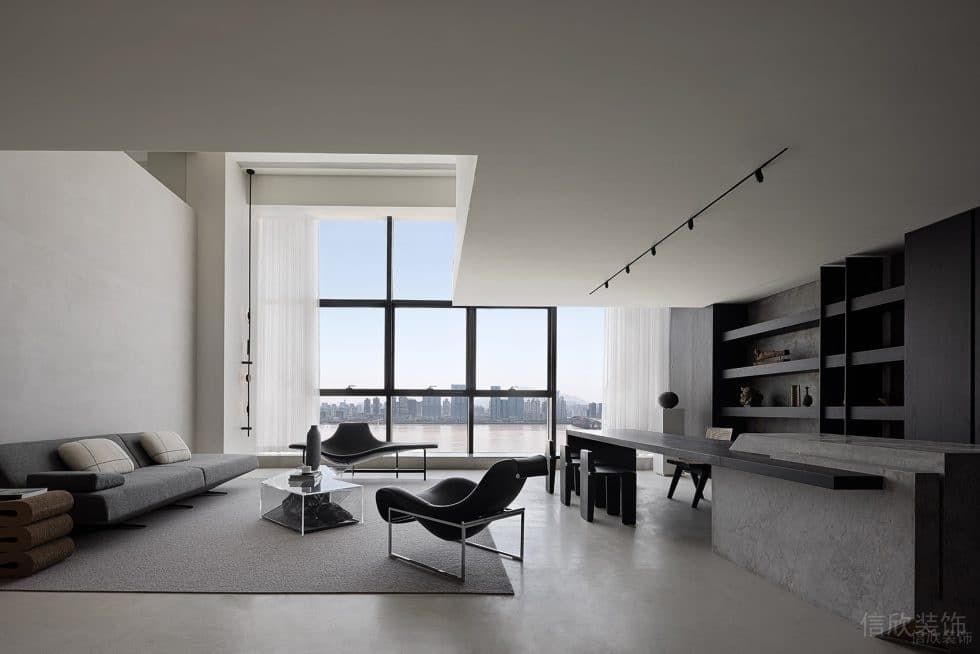 黑白灰抽象極簡(jiǎn)風(fēng)辦公室裝修設(shè)計(jì)黑白