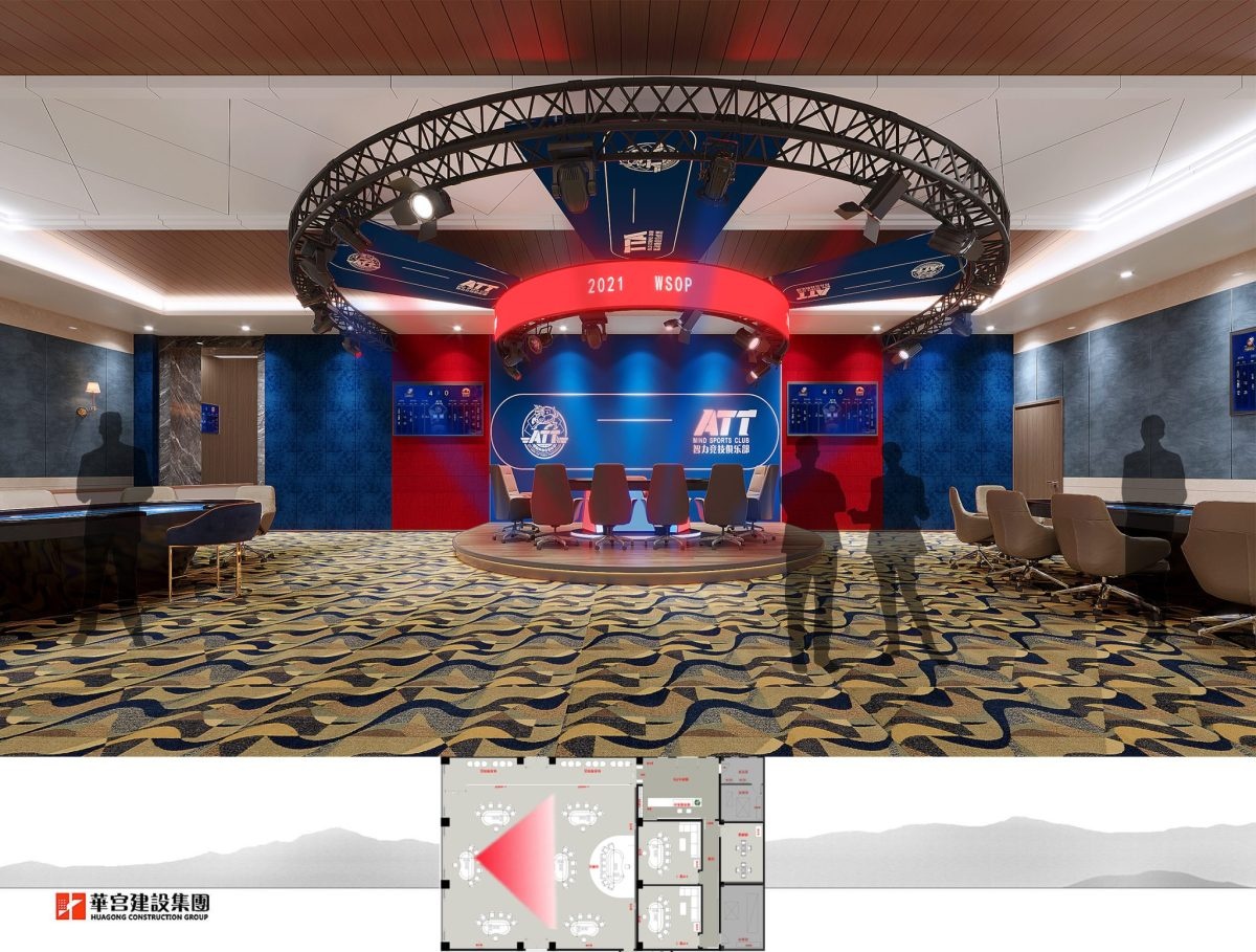 棋牌室比賽大廳裝修圓形舞臺(tái)