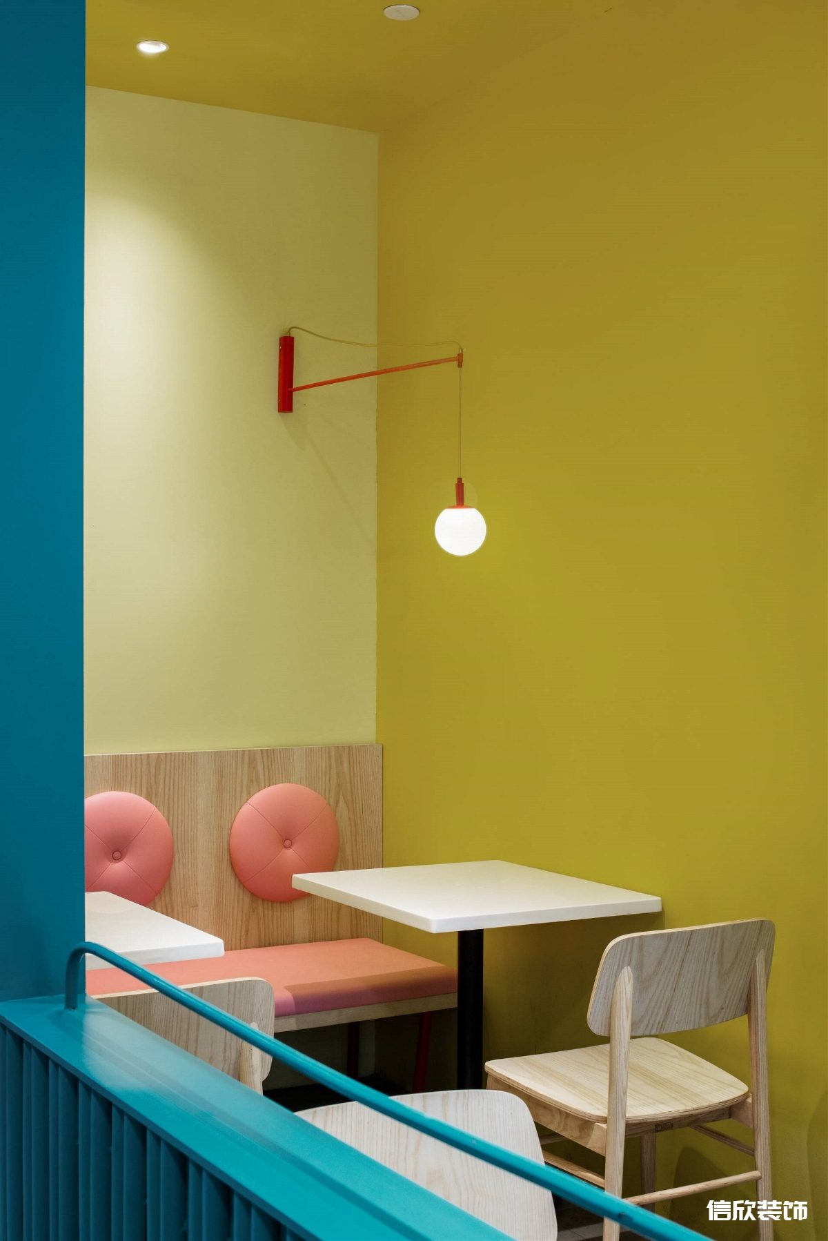 福田購物公園藍(lán)色麻辣小快餐廳黃色雅座裝修設(shè)計