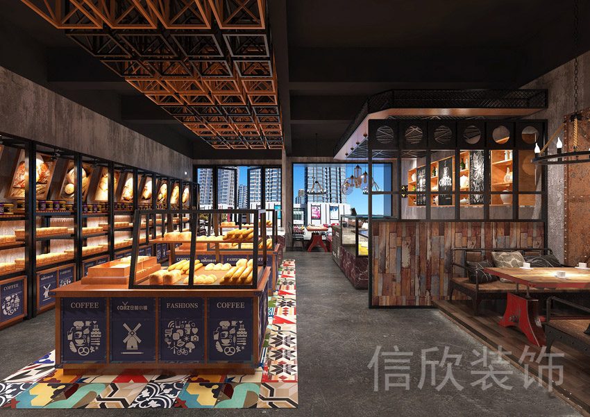 羅湖區(qū)筍崗村小鎮(zhèn)面包店面包中島展架裝修設(shè)計