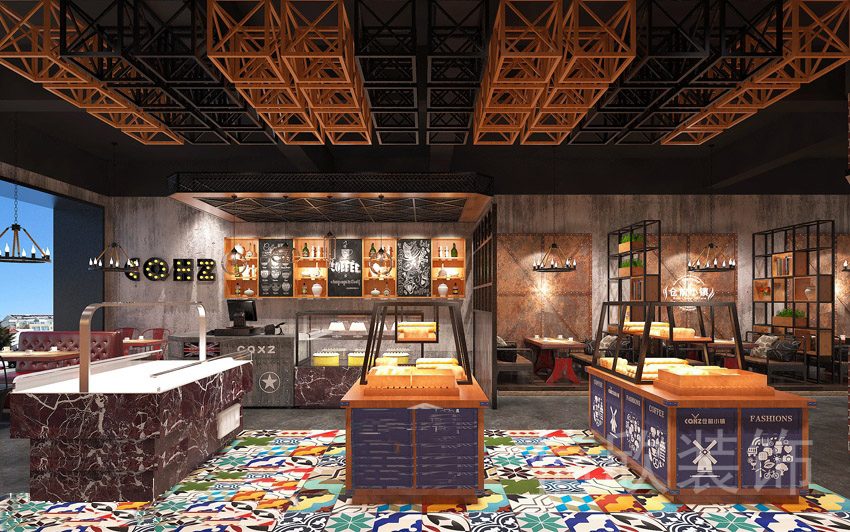 羅湖區(qū)筍崗村小鎮(zhèn)面包店天花吊頂鐵架裝修設(shè)計