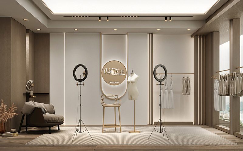 南山區(qū)西麗服裝帶貨暖色直播間裝修設(shè)計(jì)