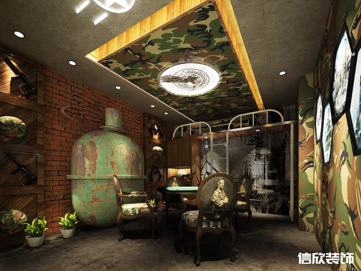 深圳寶安西鄉(xiāng)復(fù)古工業(yè)風(fēng)棋牌室裝修設(shè)計(jì)