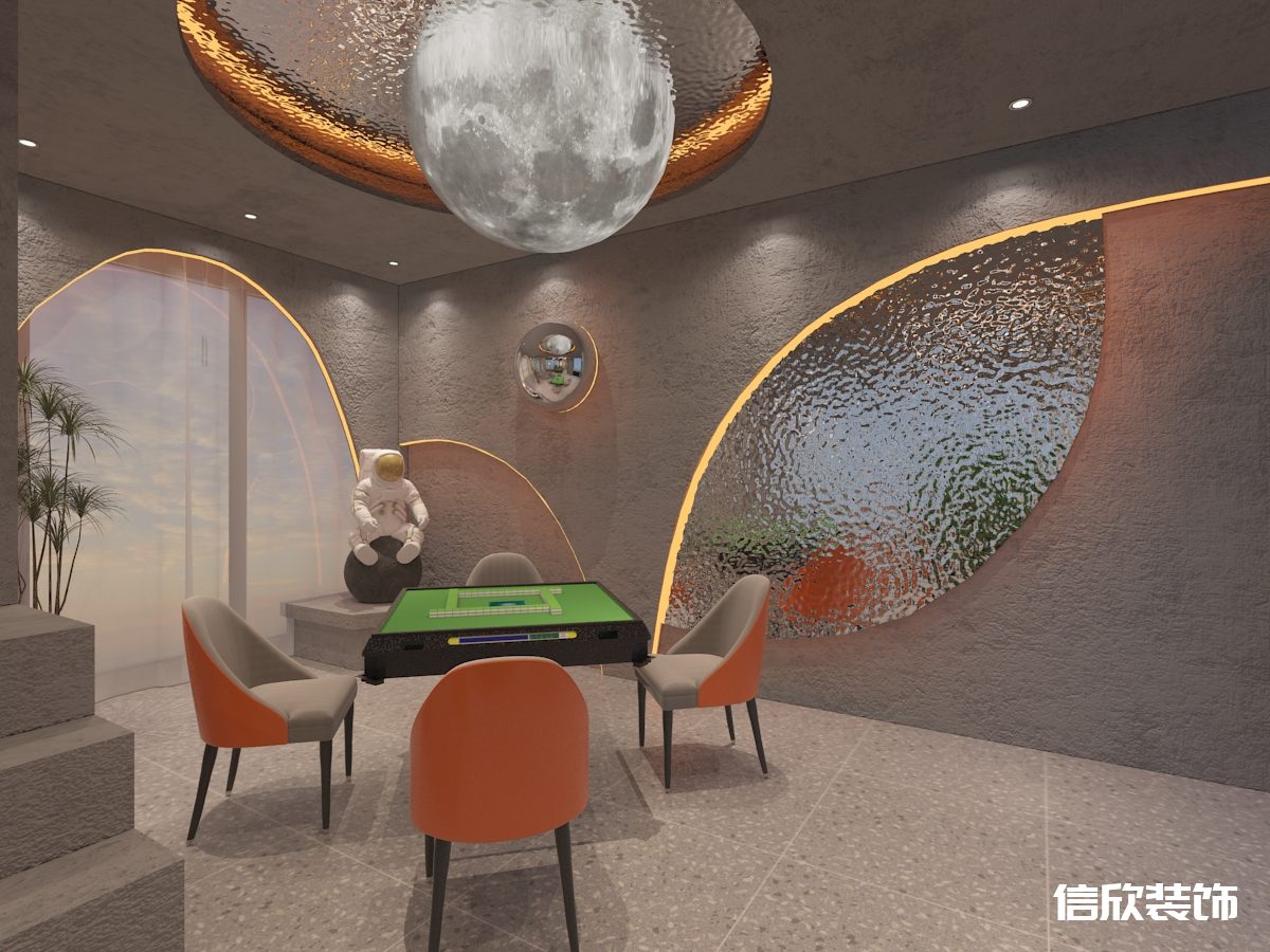 深圳福田華強棋牌室球形天花吊頂裝修設(shè)計