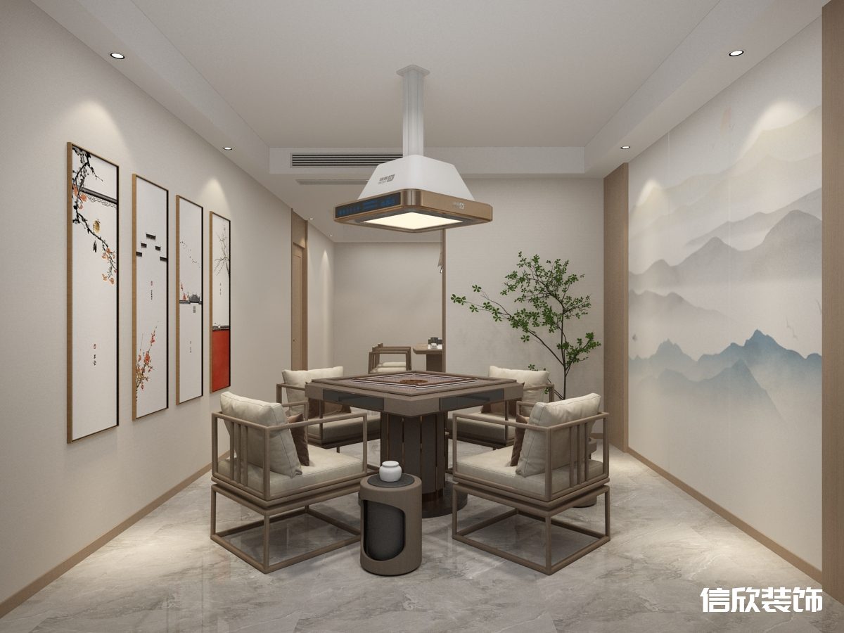 深圳福田景田棋牌室墻面山水畫(huà)裝修設(shè)計(jì)