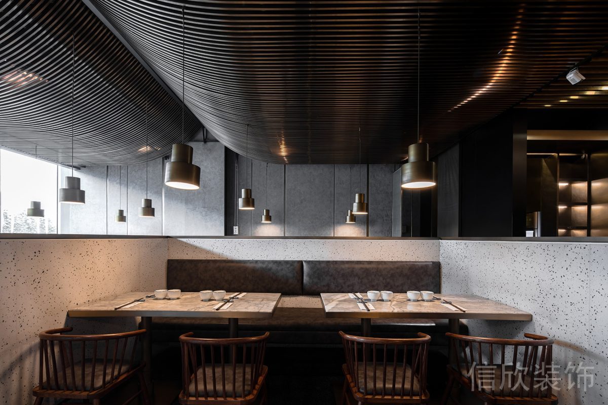 深圳福田香蜜湖面館8人位餐桌裝修設(shè)計(jì)