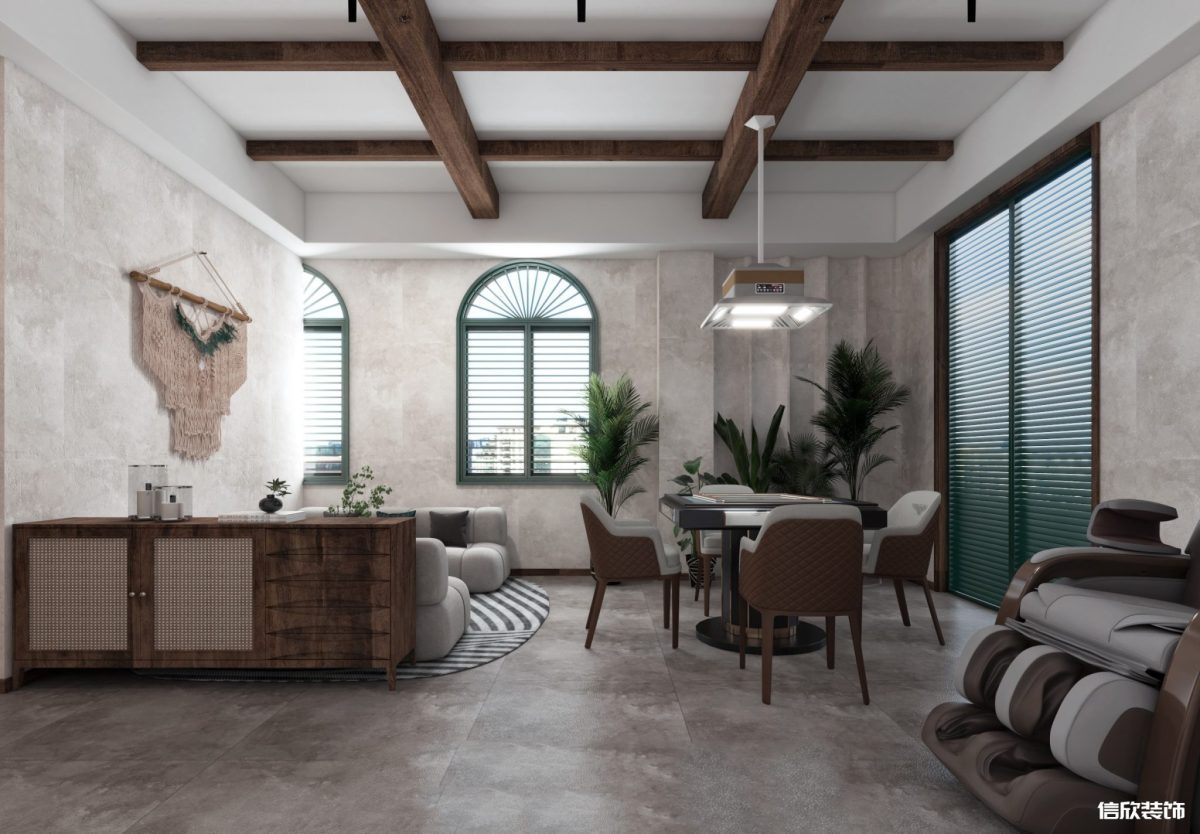 深圳龍崗布吉田園風(fēng)棋牌室休息區(qū)裝修