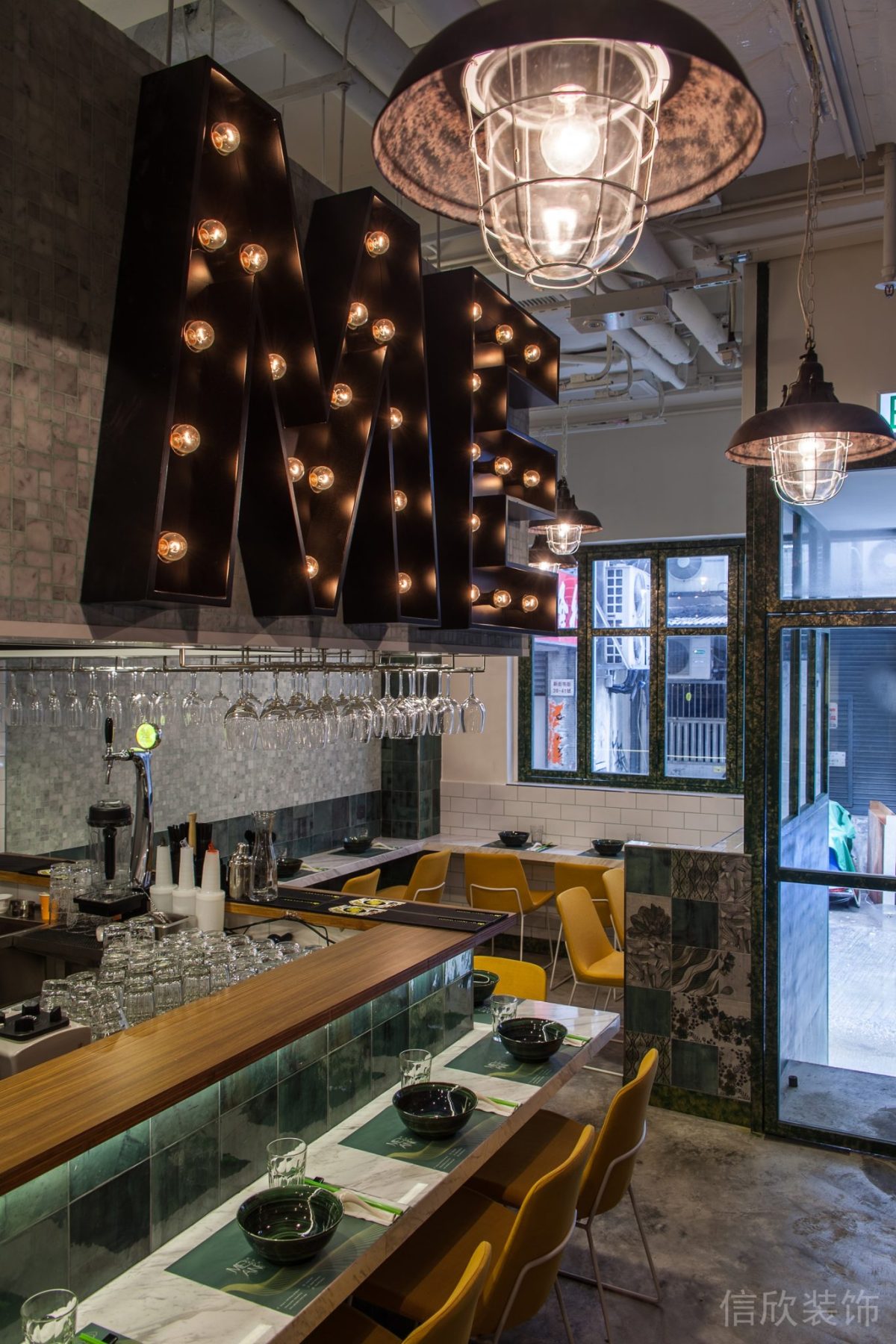 深圳龍崗坂田綠色面佬到面館開(kāi)放式操作間裝修設(shè)計(jì)