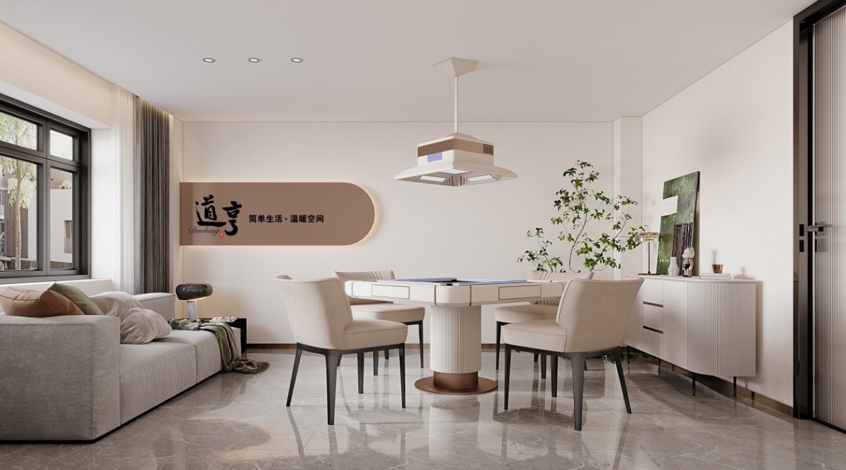 深圳羅湖布心網(wǎng)紅時尚棋牌室溫馨暖色麻將房裝修