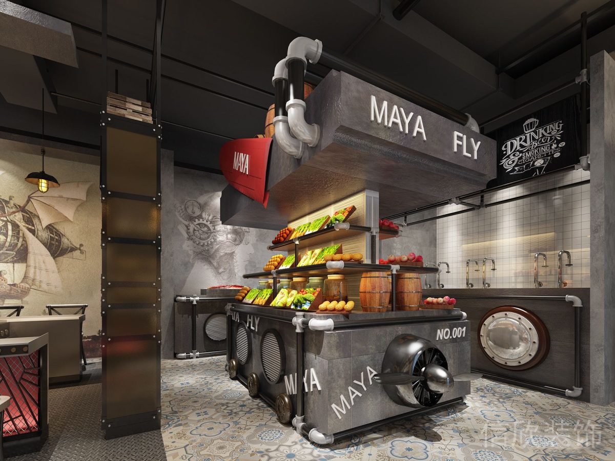 深圳羅湖東門鐵板燒快餐店菜品飾品展示臺裝修設(shè)計