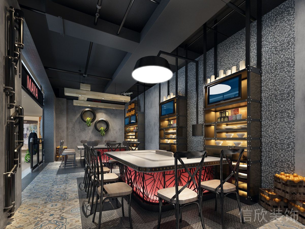 深圳羅湖東門鐵板燒快餐店大方桌餐桌裝修設(shè)計