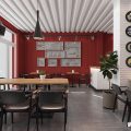 深圳羅湖黃貝嶺紅色小快餐廳墻面飾品裝修設(shè)計