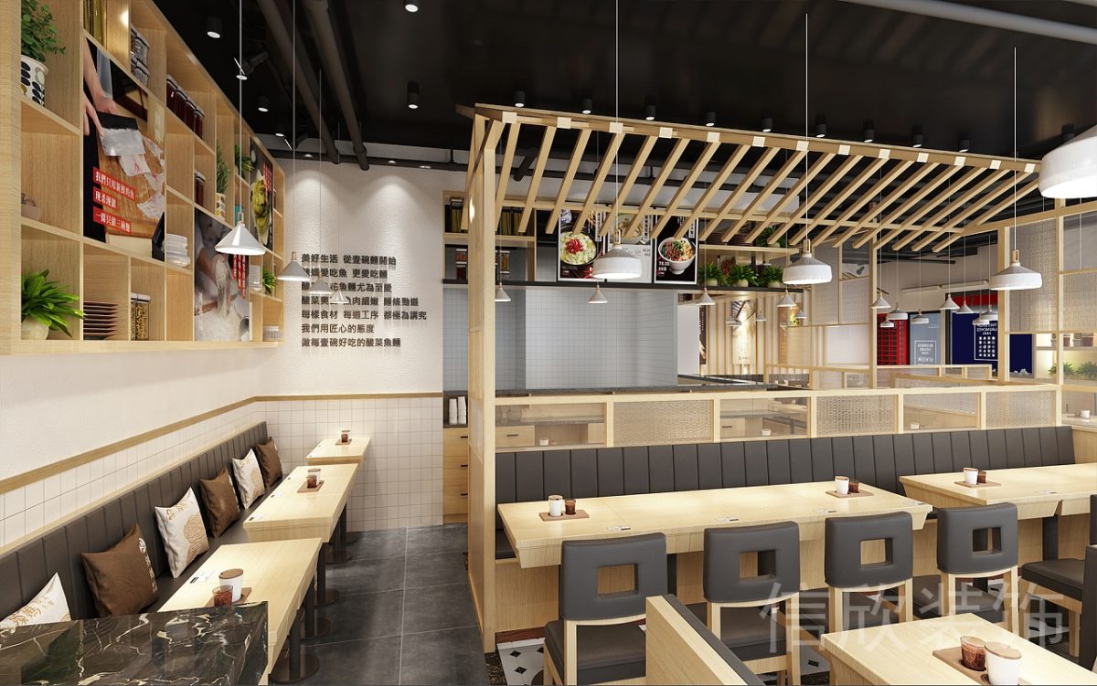 深圳羅湖火車站快餐廳墻面食材展示柜裝修設(shè)計(jì)