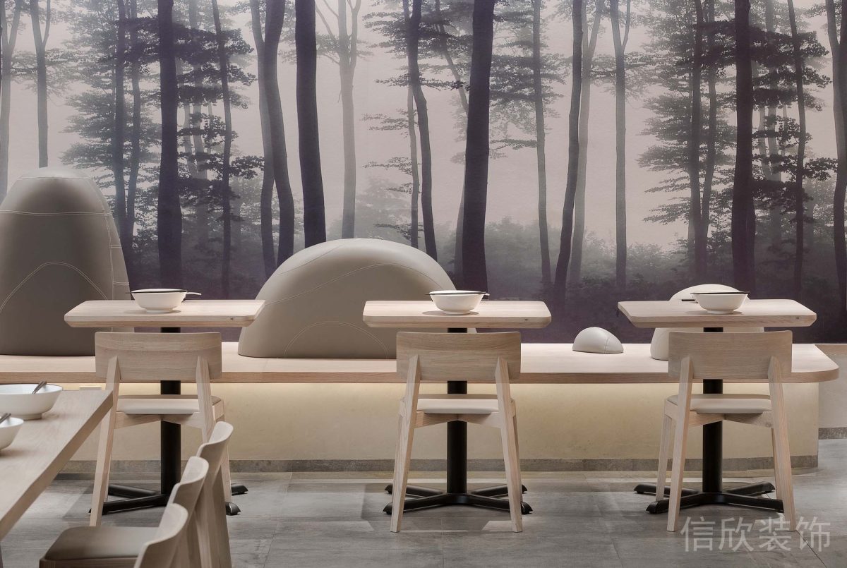 深圳羅湖萬象城開開面館墻面風景畫裝修設(shè)計