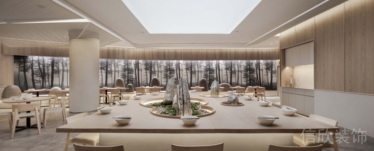 深圳羅湖萬(wàn)象城開開面館中間大方桌裝修設(shè)計(jì)