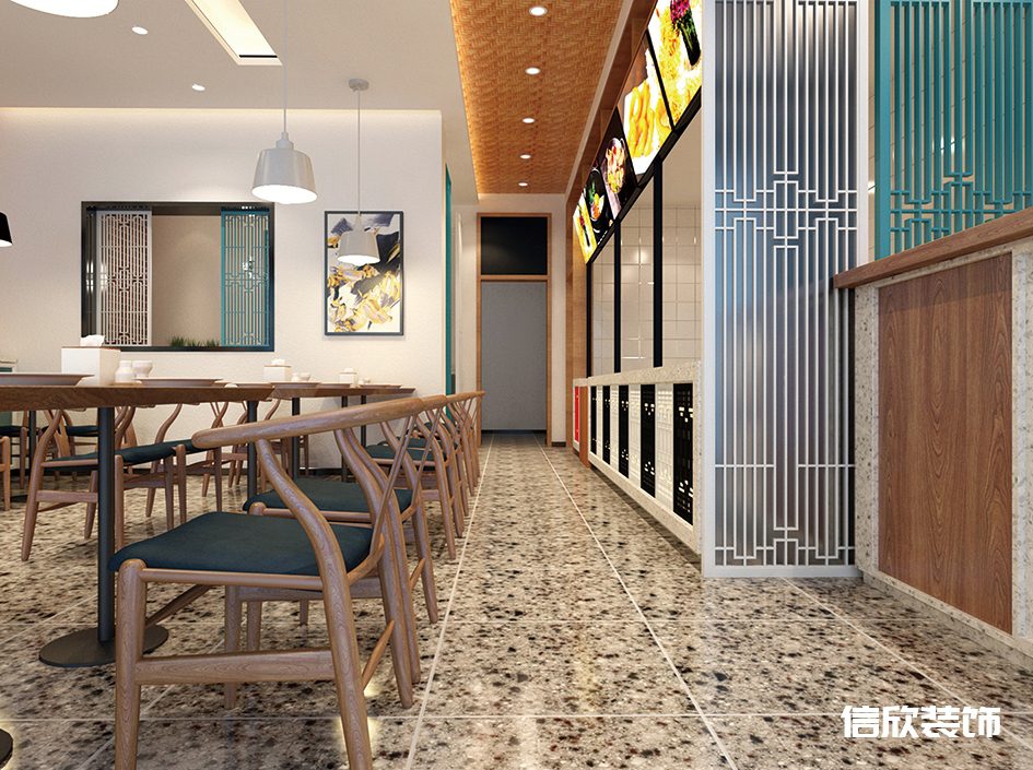 深圳南山區(qū)大學城快餐廳水磨石地面裝修設計