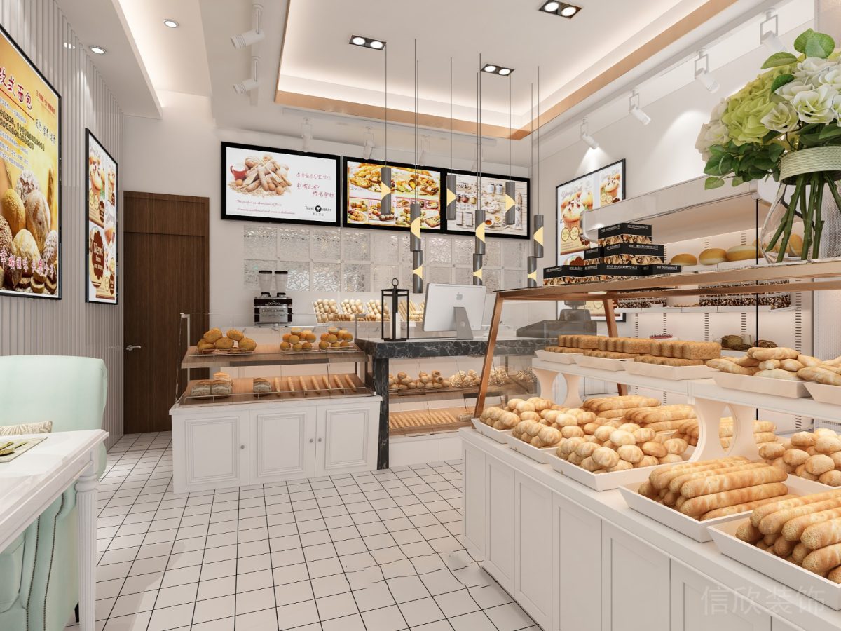 羅湖布心蛋糕店白色收銀臺(tái)效果圖