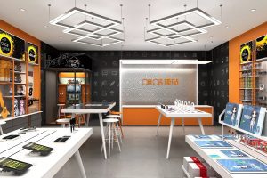 咪咕驛站深圳南山店橙色收銀服務(wù)臺(tái)設(shè)計(jì)效果圖