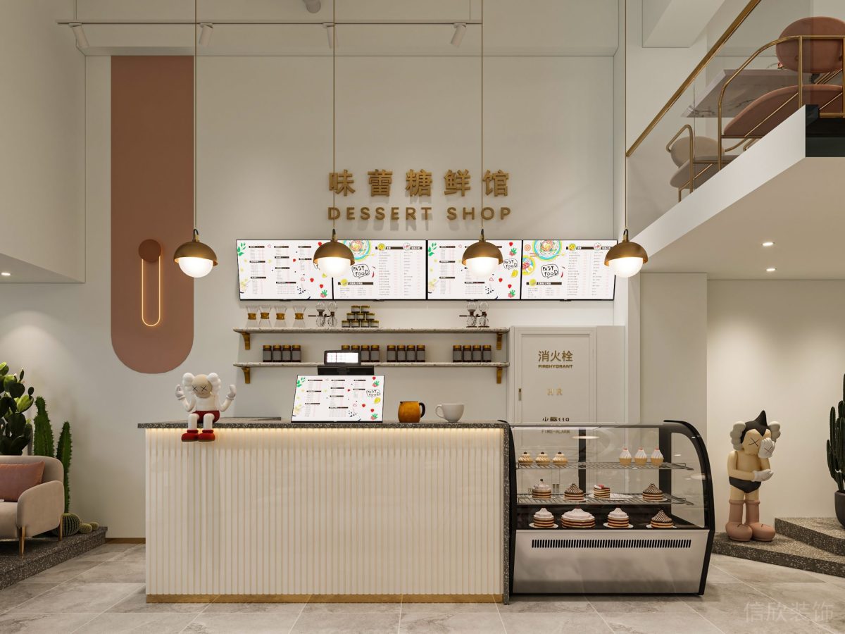 深圳寶安西鄉(xiāng)蛋糕店白色服務(wù)吧臺裝修圖