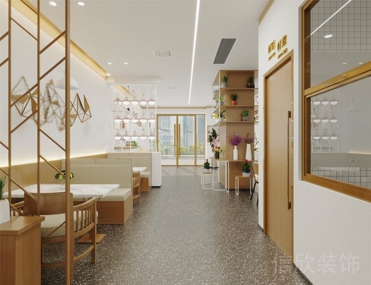 深圳羅湖東門蛋糕店格子屏風(fēng)隔斷裝修