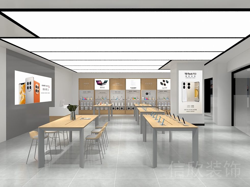 深圳龍華壹方城手機(jī)數(shù)碼店中島鋼木展臺