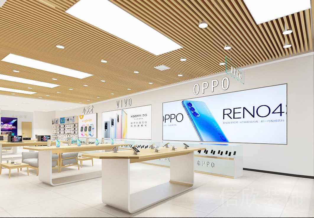 深圳南山前海萬(wàn)象城手機(jī)數(shù)碼店格柵天花吊頂裝修圖