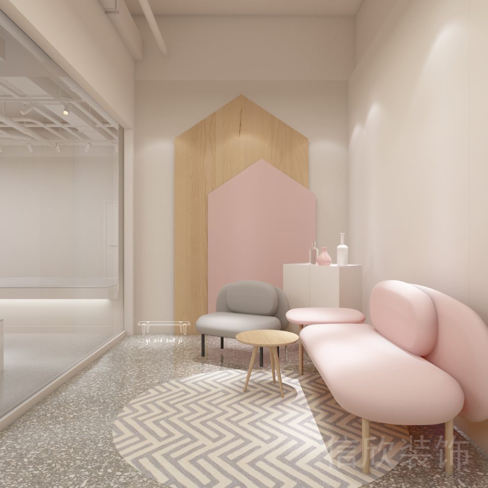 深圳市龍華區(qū)順泰中晟大廈嘛啾自信養(yǎng)成藝術(shù)中心教室設(shè)計粉色小沙發(fā)