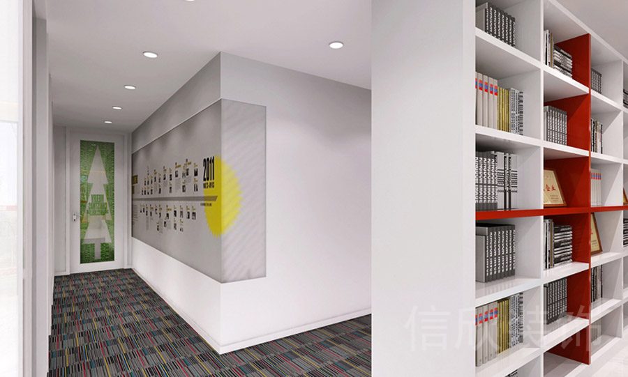 光明區(qū)研祥智谷聚能教育青少年培訓(xùn)中心滿墻書架隔斷過道區(qū)域