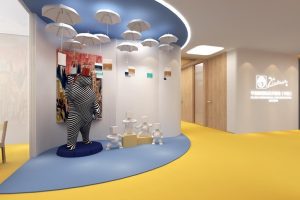 畢加索國際美術(shù)教育中心展示區(qū)藍(lán)色天花地面設(shè)計(jì)圖