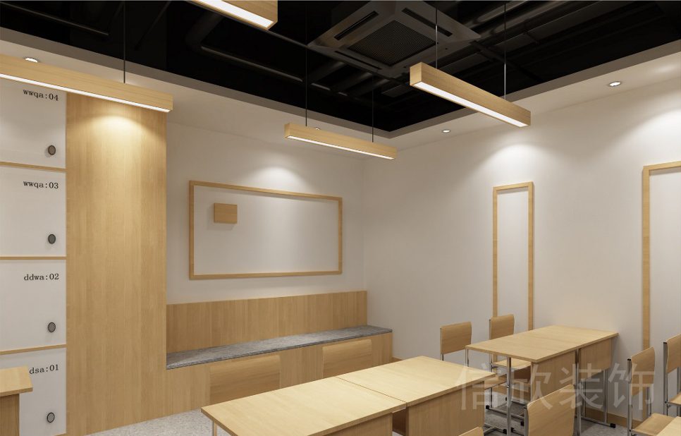 深圳市龍華區(qū)1970科技小鎮(zhèn)環(huán)保木材工作室培訓教室教室后側旁聽學習區(qū)