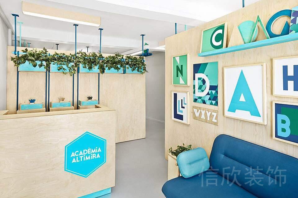 民治田園簡約風ACA薄荷藍前臺裝修設計