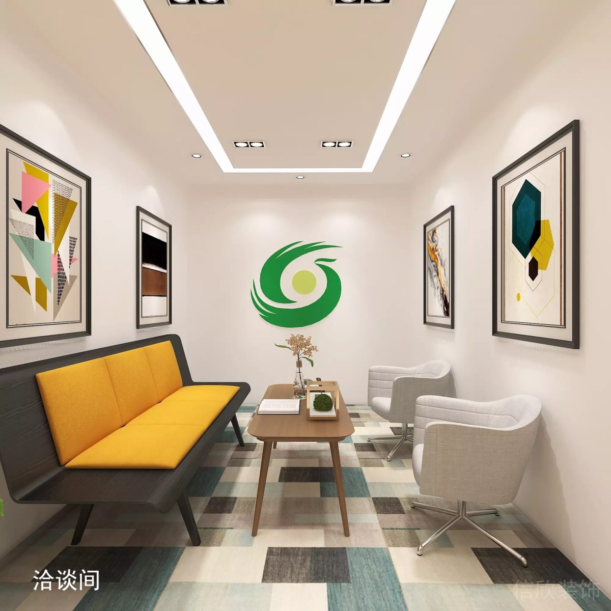 創(chuàng)意幾何風(fēng)格倫教育瓶貼花磚地面一對二學(xué)習(xí)教室