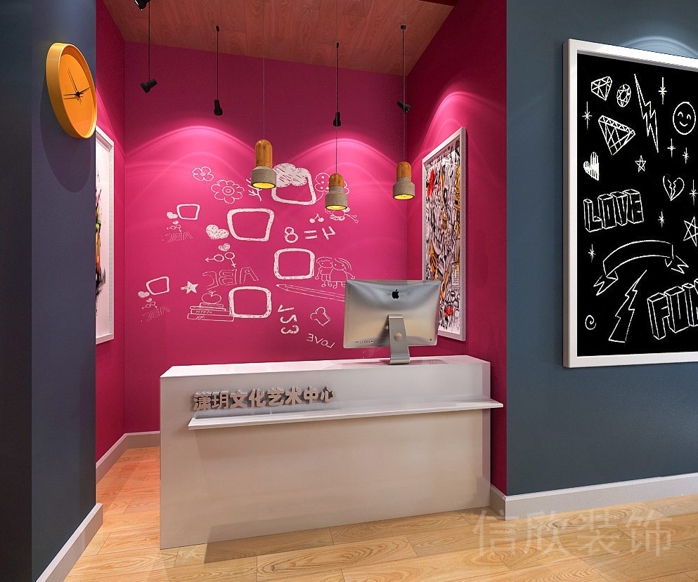 福田區(qū)本元大廈瀟玥文化藝術(shù)中心藝術(shù)涂鴉半開放前臺