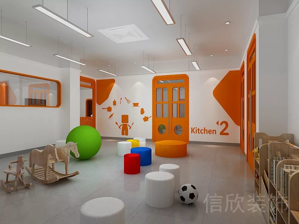橙色楓木現(xiàn)代風(fēng)卡通烘焙DIY培訓(xùn)機(jī)構(gòu)教室休息區(qū)裝修設(shè)計