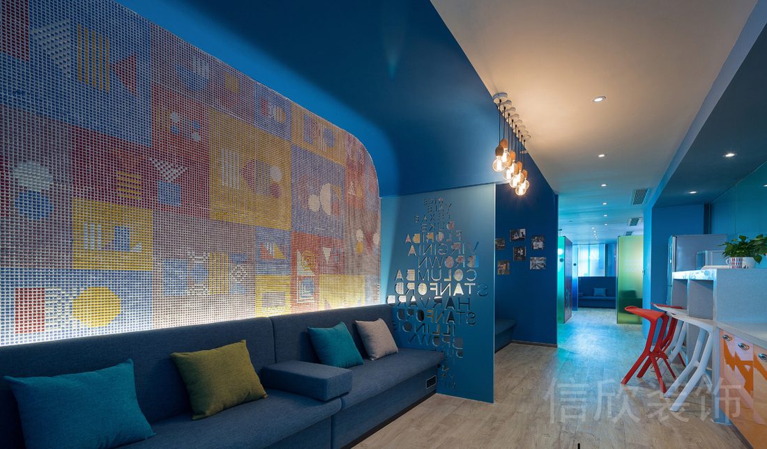 深圳筍崗KB英語機構(gòu)興趣青少年培訓(xùn)中心休息茶水間過道裝修設(shè)計