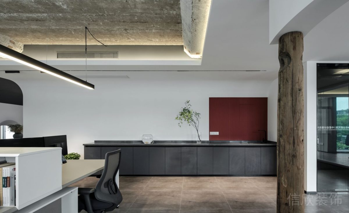 古典現(xiàn)代簡約風辦公空間黑色水吧臺設計