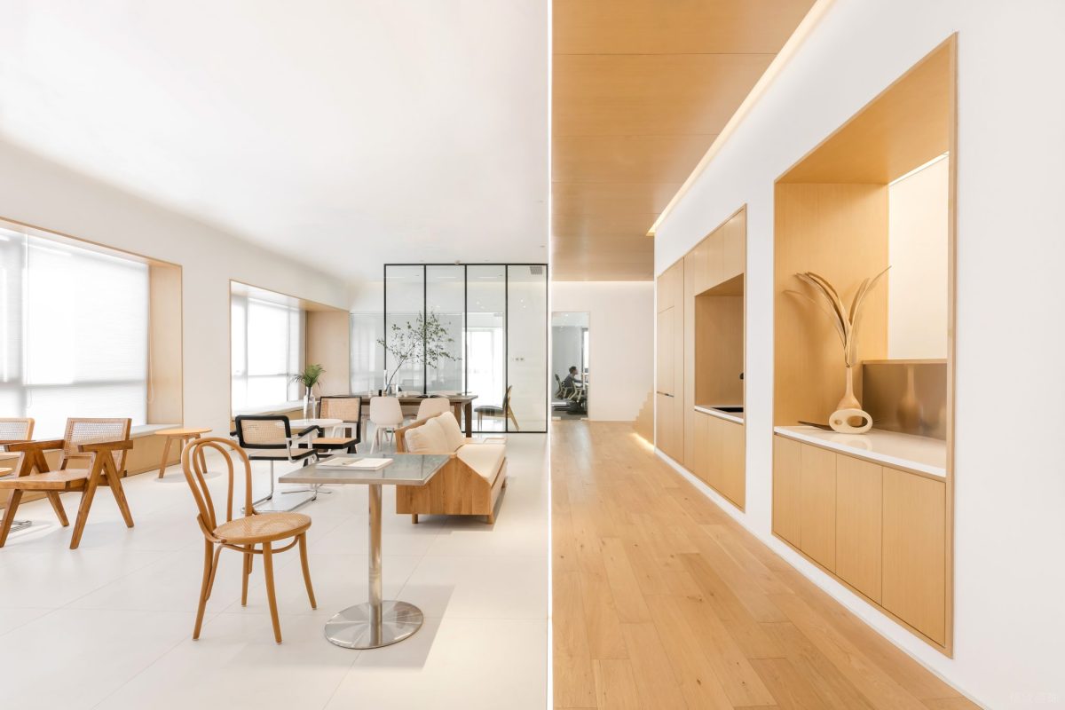 公共開(kāi)放式區(qū)域簡(jiǎn)約木質(zhì)休息區(qū)