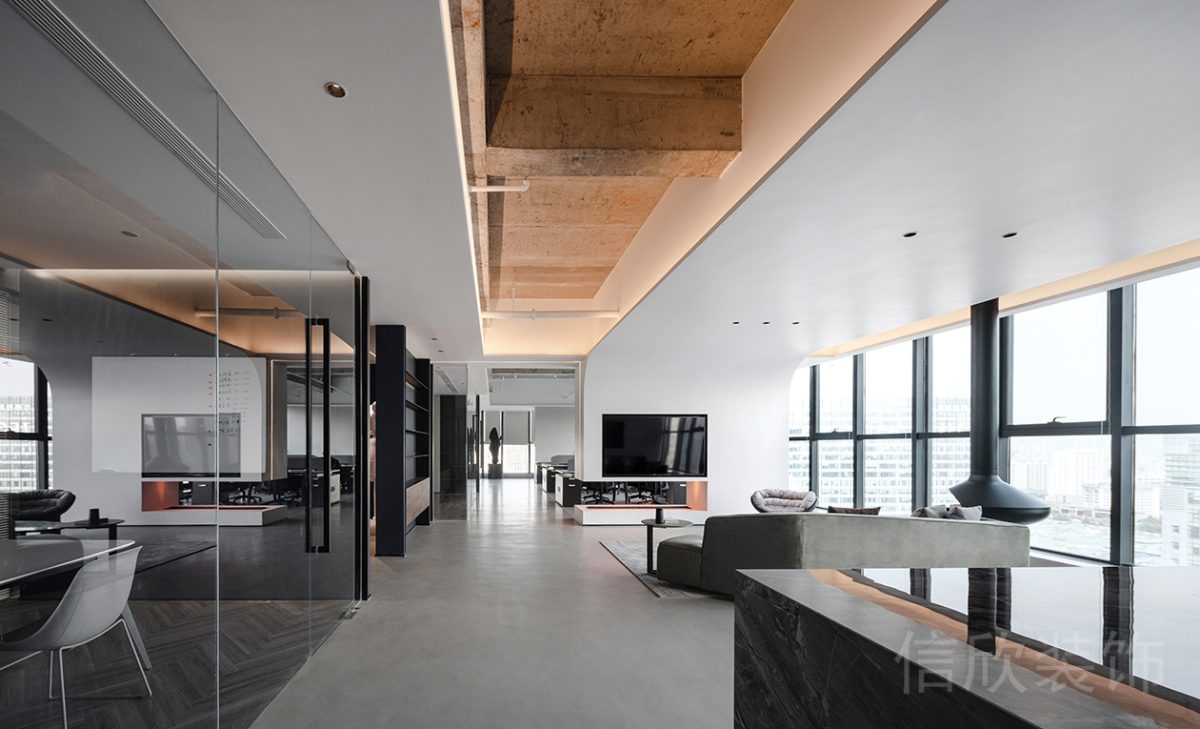 黑白灰現(xiàn)代風(fēng)格辦公空間過道天花裝修設(shè)計(jì)