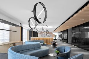 弧形曲線設(shè)計沙發(fā)接待處裝修