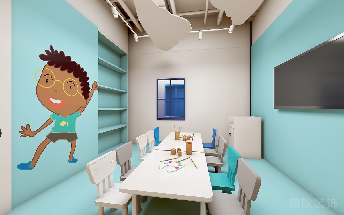 景田藍(lán)眼睛美術(shù)培訓(xùn)中心藍(lán)色教室裝修