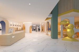 深圳畢加索國際美術(shù)教育中心藍(lán)色柱子效果圖