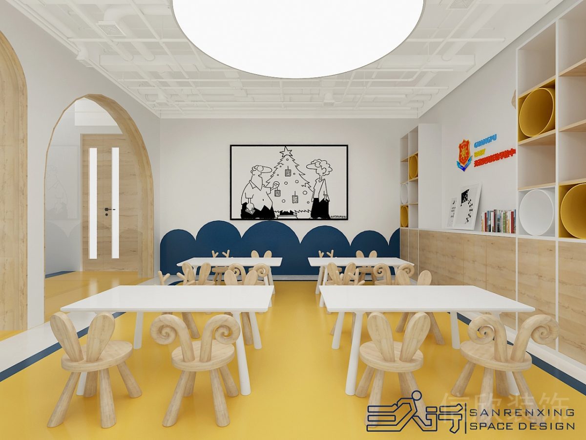 貝貝早教中心裝修設(shè)計(jì)教室極簡桌椅