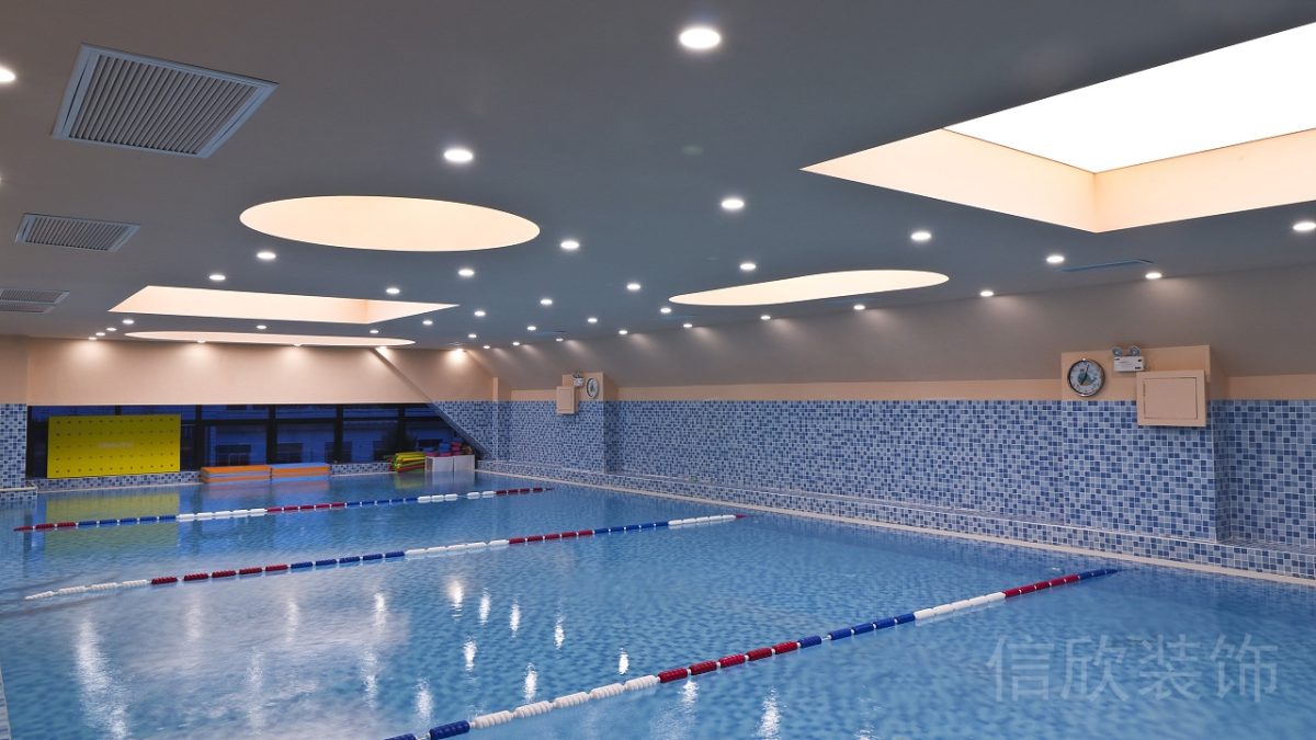 深圳市龍華區(qū)理想時代大廈同心游泳館裝修設(shè)計游泳室矩形圓形筒燈