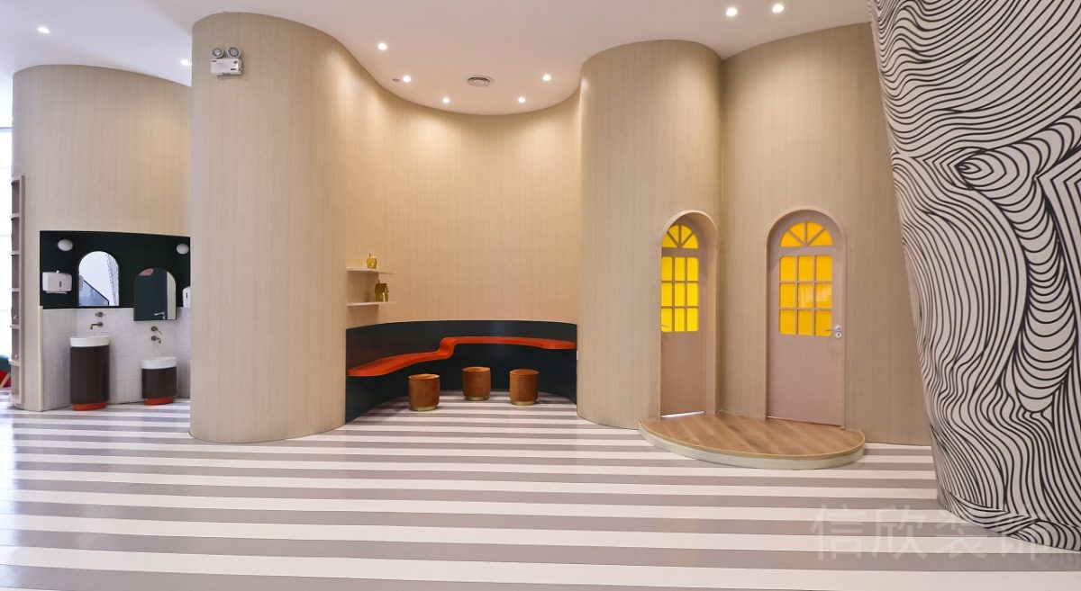 深圳市理想時代大廈同心游泳館裝修設(shè)計波浪式墻面