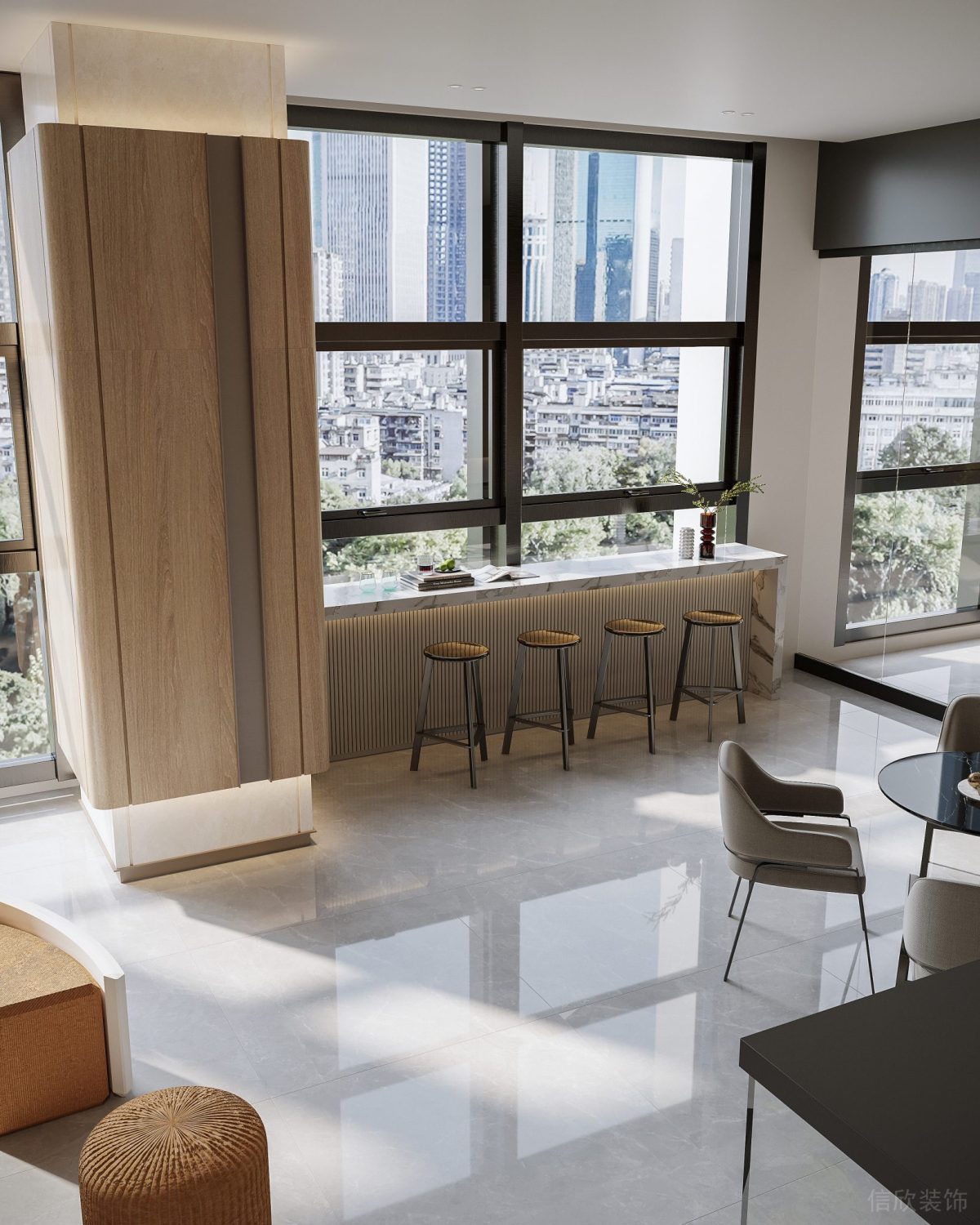 現(xiàn)代簡約風辦公接待區(qū)裝修設(shè)計 休息區(qū)吧椅