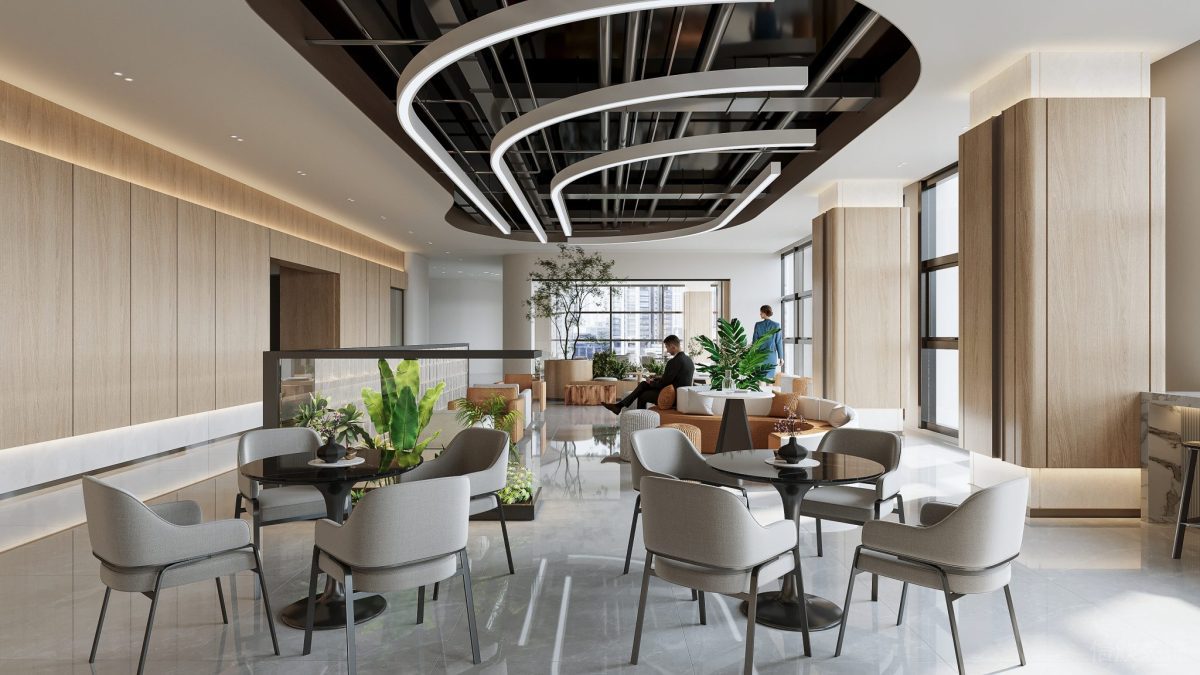 現(xiàn)代簡約風辦公接待區(qū)裝修設(shè)計 休息區(qū)四人位