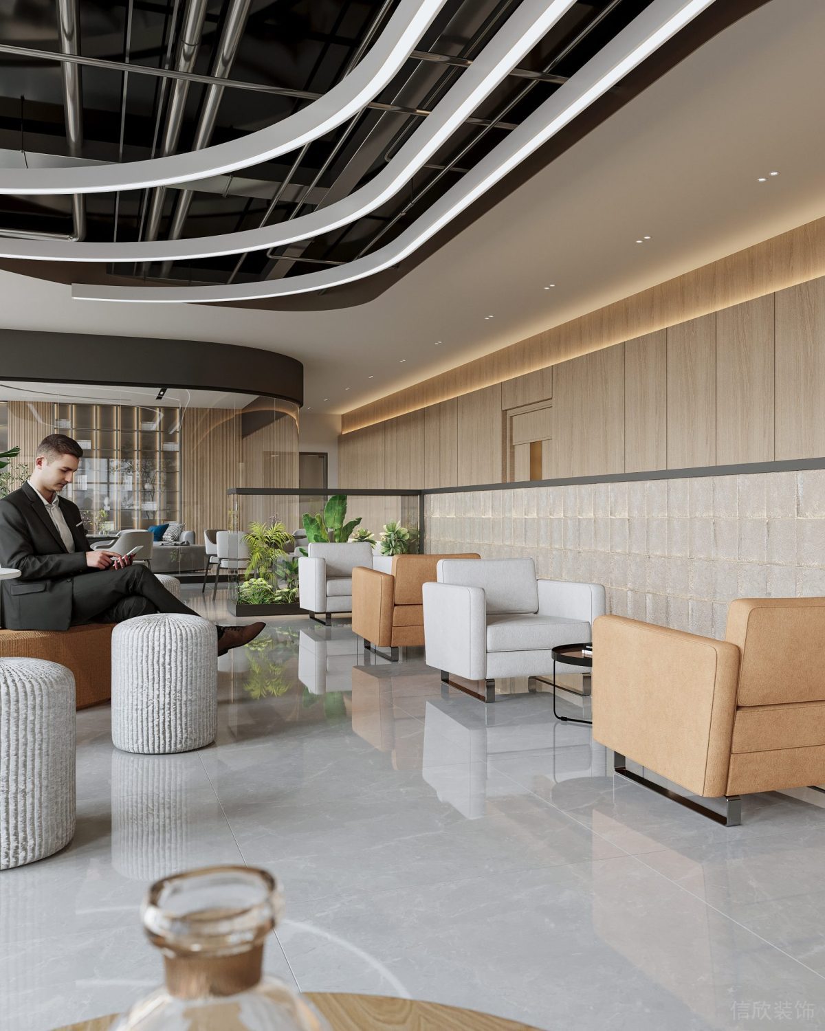 現(xiàn)代簡約風辦公接待區(qū)裝修設(shè)計 休息區(qū)