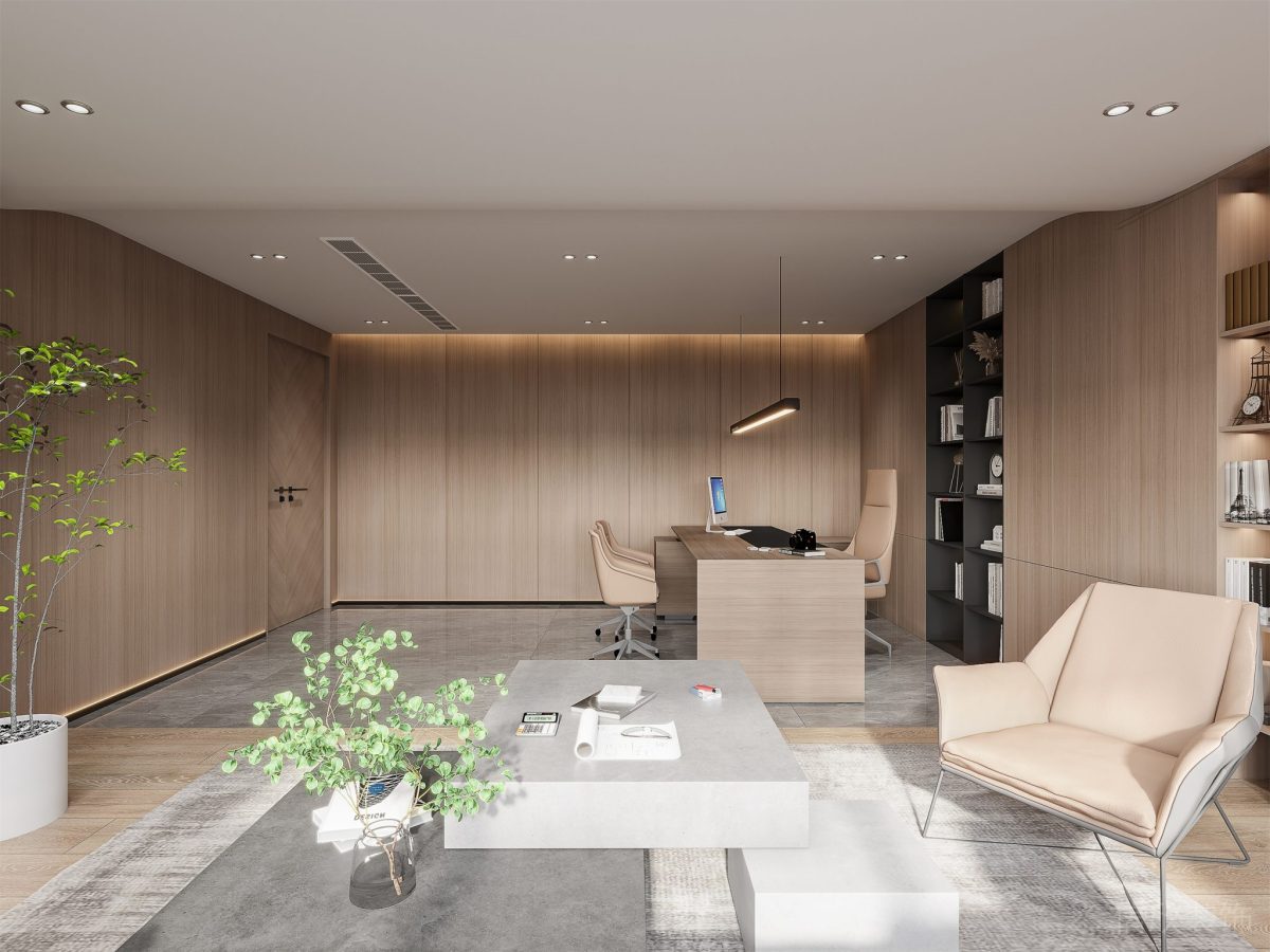 現(xiàn)代簡約風(fēng)辦公室裝修設(shè)計(jì) 總經(jīng)理辦公室接待區(qū)