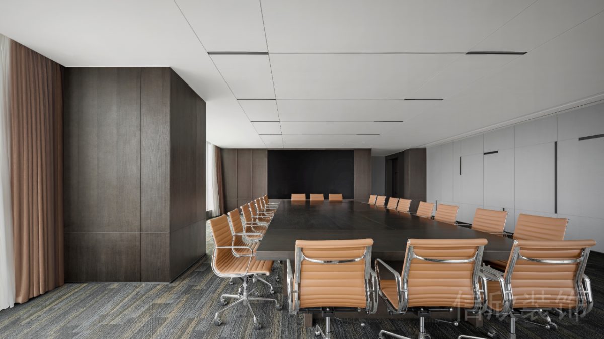 現(xiàn)代中式實(shí)木桌板會(huì)議室裝修設(shè)計(jì)