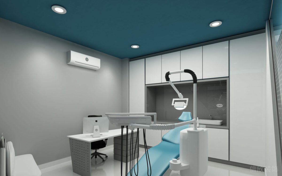 牙醫(yī)就診簡約使用藍(lán)灰色撞色裝修設(shè)計(jì)
